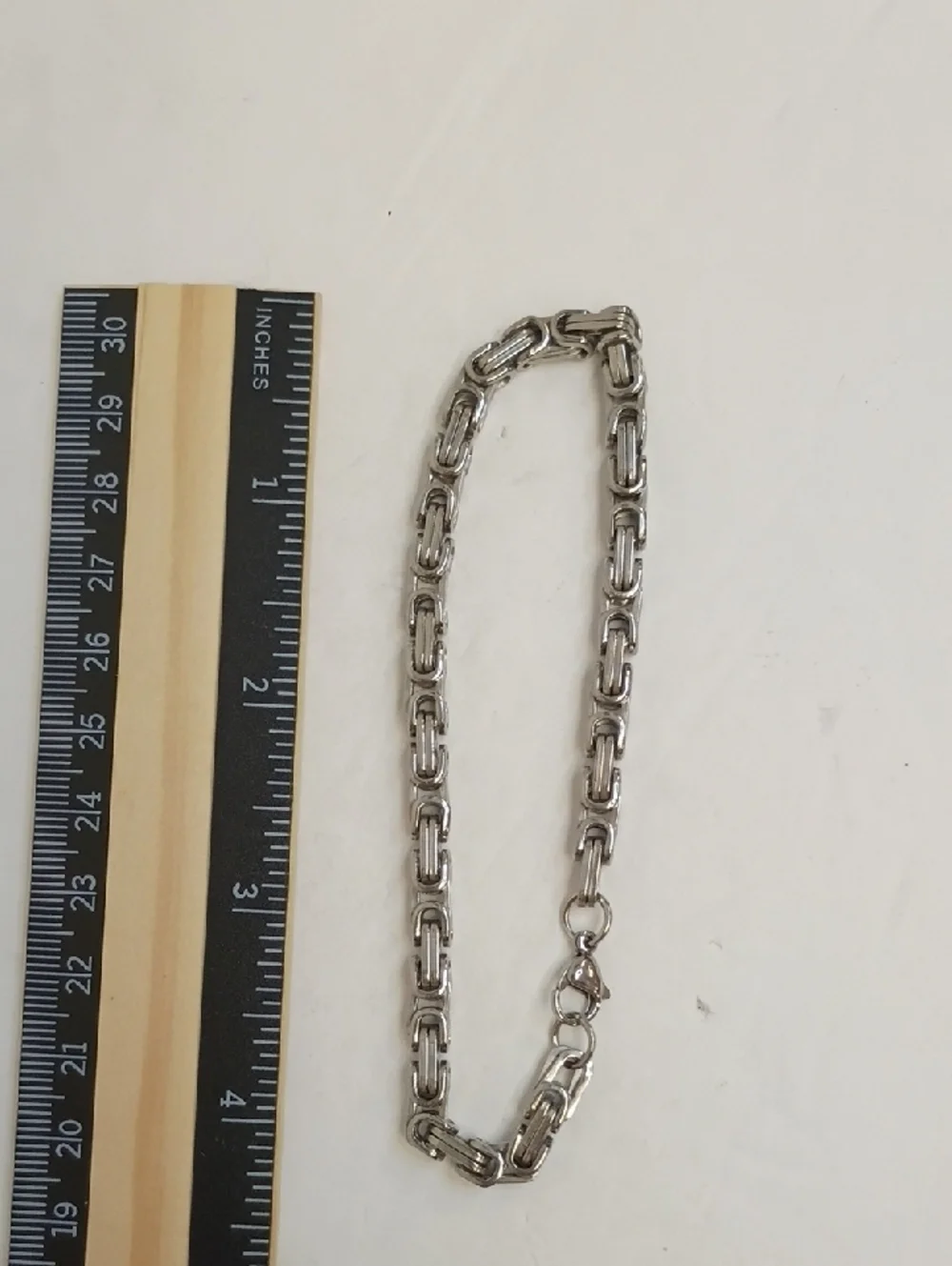 Silver Tone Link Bracelet Shiny Silver Chain 8